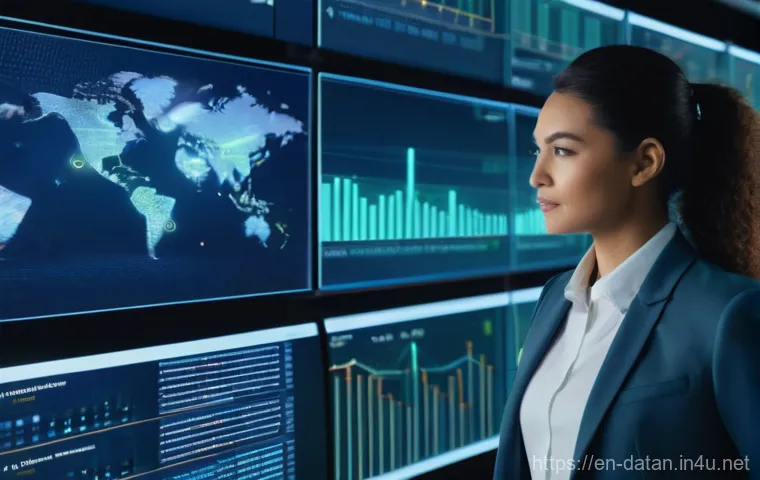 데이터 분석가가 주목해야 할 산업 동향 - **"A visually striking image depicting a modern data scientist, male or female, in their early 30s, ...